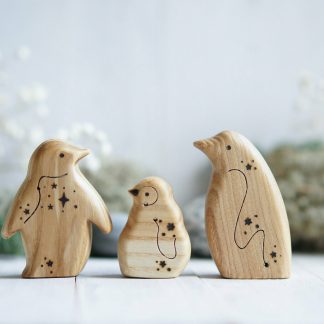 Wooden penguin animal toy set 3 pieces