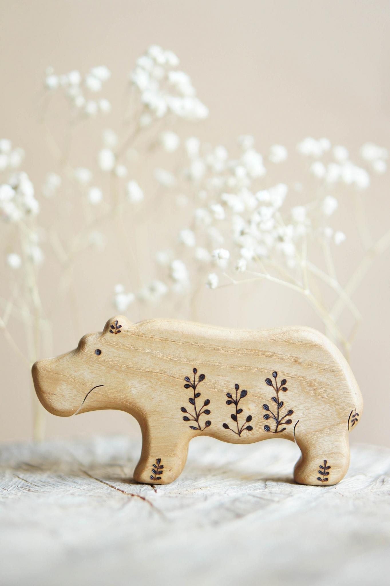 Wooden hippo toy