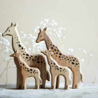 Giraffe family wooden toy