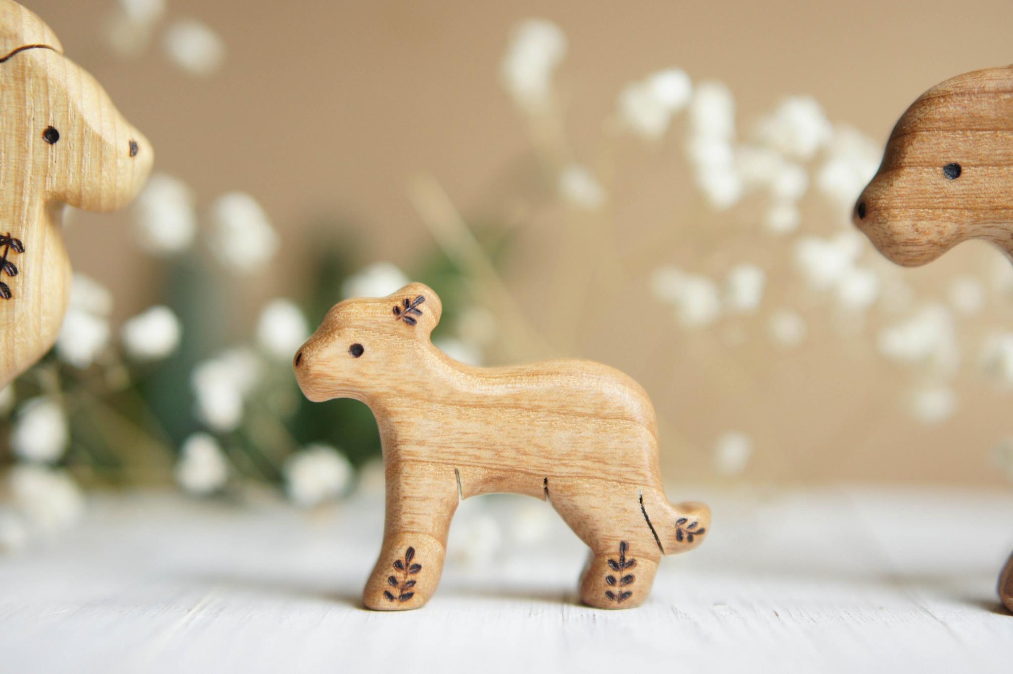 Wooden lion baby toy