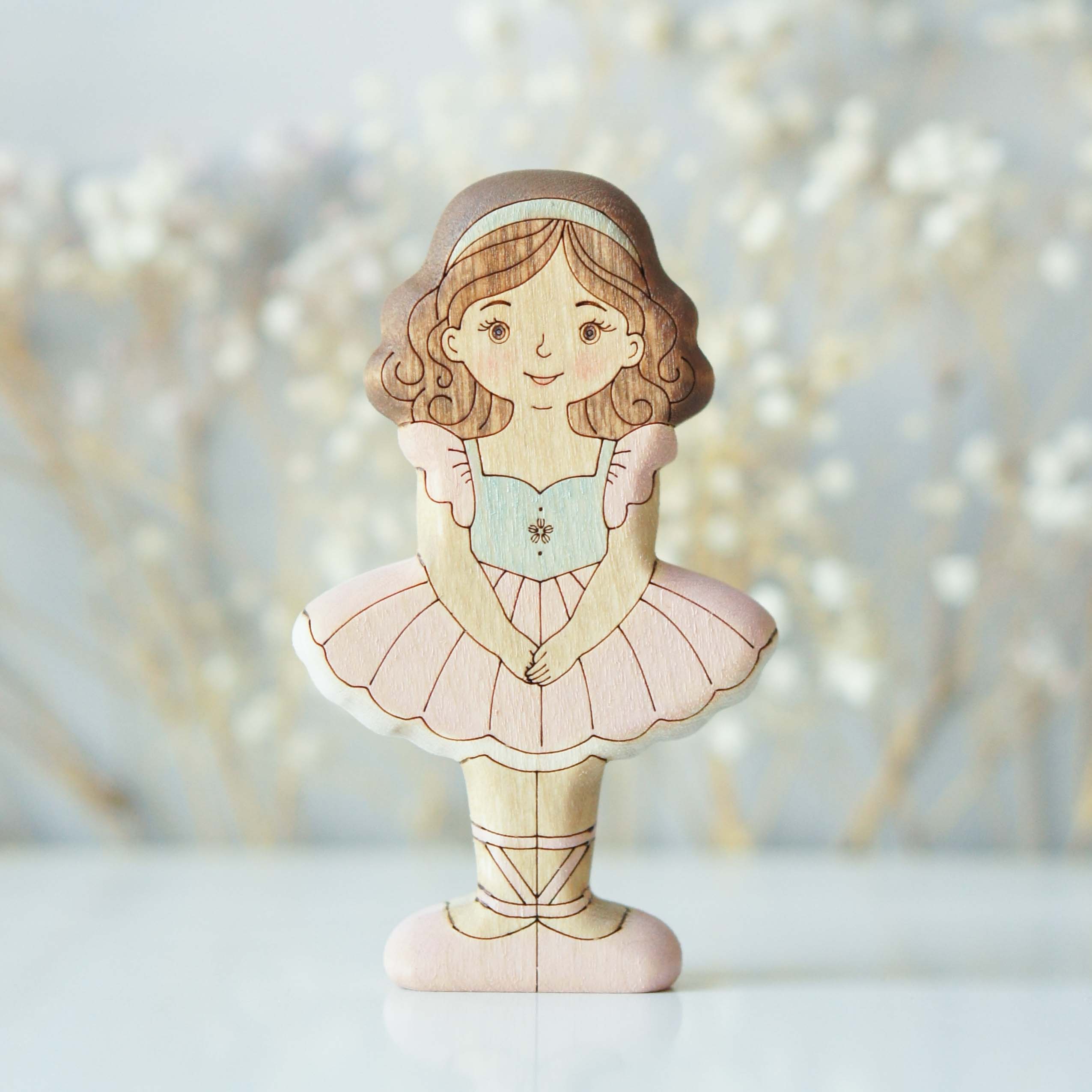 Brunette ballerina in pink - alternate front view