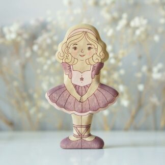 Blonde ballerina in plum - front view