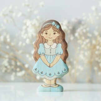 Girl in blue dress - front view
