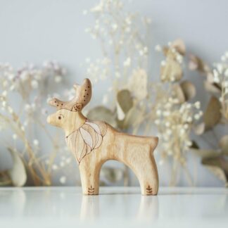 Wooden reindeer toy (painted) (with sparkle)