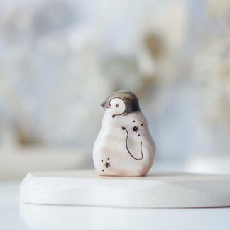 Wooden penguin baby toy painted (with sparkle)
