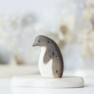 Wooden penguin toy painted (with sparkle)