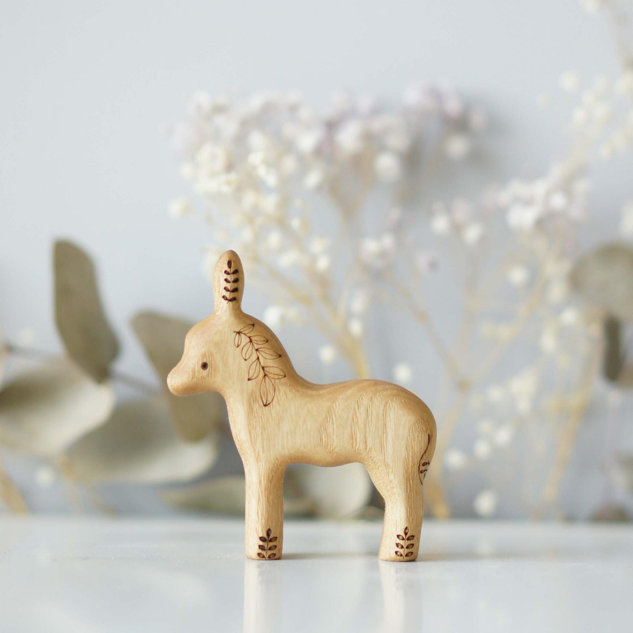 Donkey wooden toy foal natural