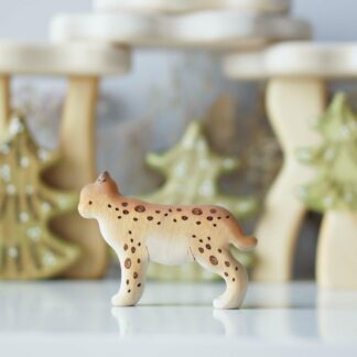 Wooden lynx toy (painted) (with sparkle)