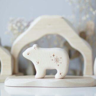 Wooden polar bear baby standing toy (with sparkle)